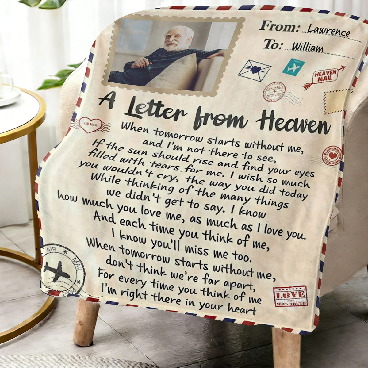 Personalized Memorial Blanket,A letter From Heaven Remembrance Fleece Blanket, Memorial Sympathy Gift for Loss of Loved Ones - Image 3