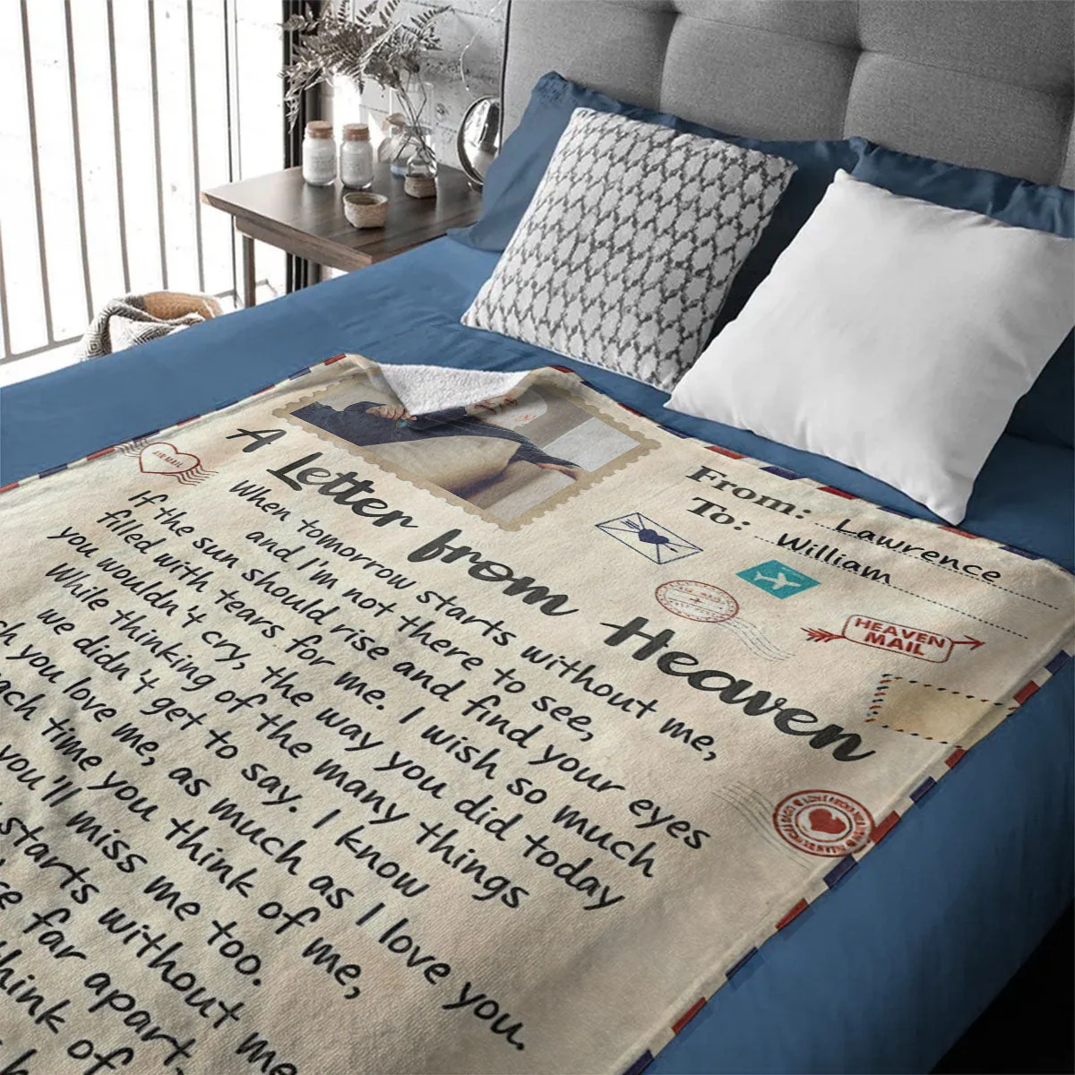 Personalized Memorial Blanket,A letter From Heaven Remembrance Fleece Blanket, Memorial Sympathy Gift for Loss of Loved Ones - Image 4