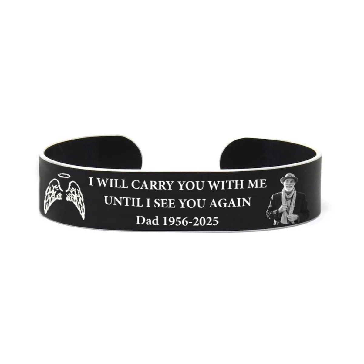 Personalized Memorial Bracelet with Custom Photo & Engraving â "In Loving Memory" Gift