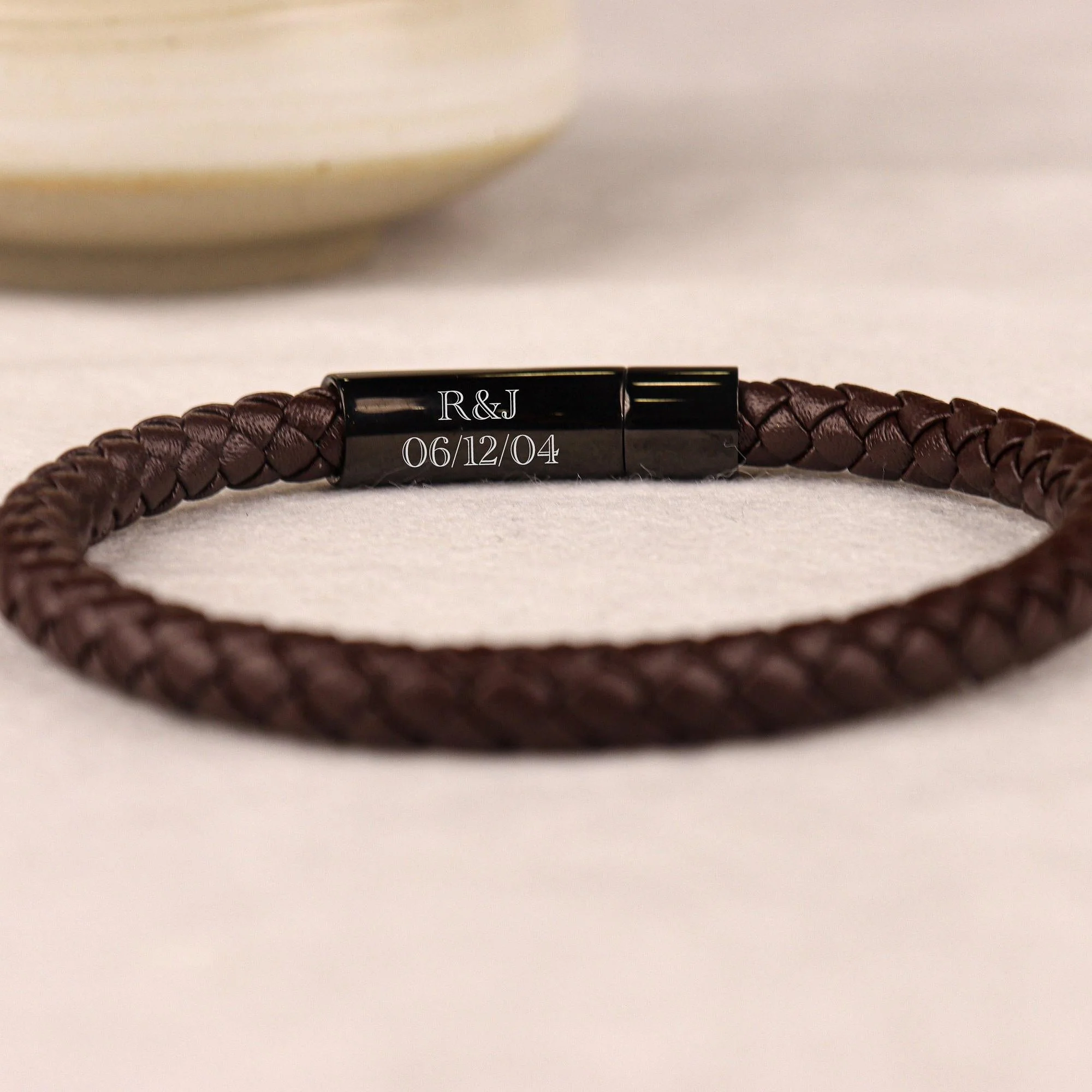 Personalized Memorial Buckle Leather Bracelet - Image 10