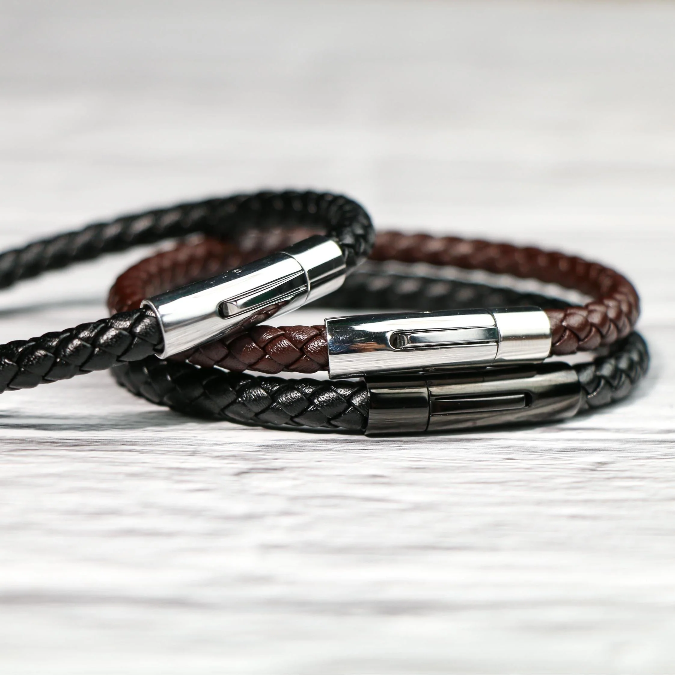 Personalized Memorial Buckle Leather Bracelet - Image 12