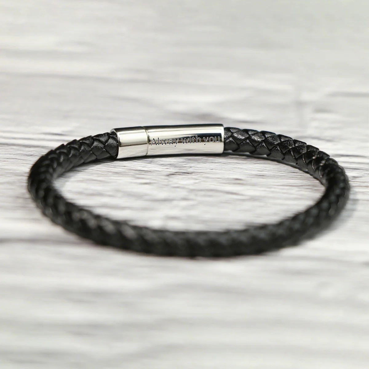 Personalized Memorial Buckle Leather Bracelet - Image 13
