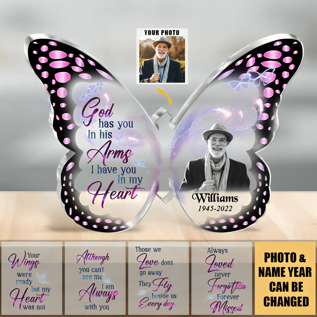 Personalized Memorial Butterfly-Shaped Acrylic Plaque - Image 3