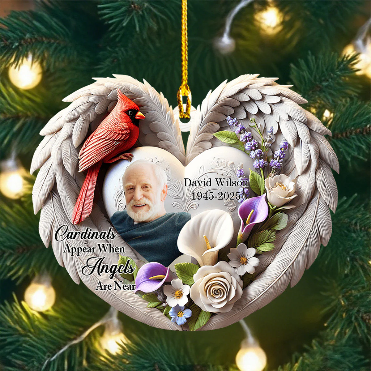 Personalized Memorial Cardinal Custom Acrylic Ornament - Image 2