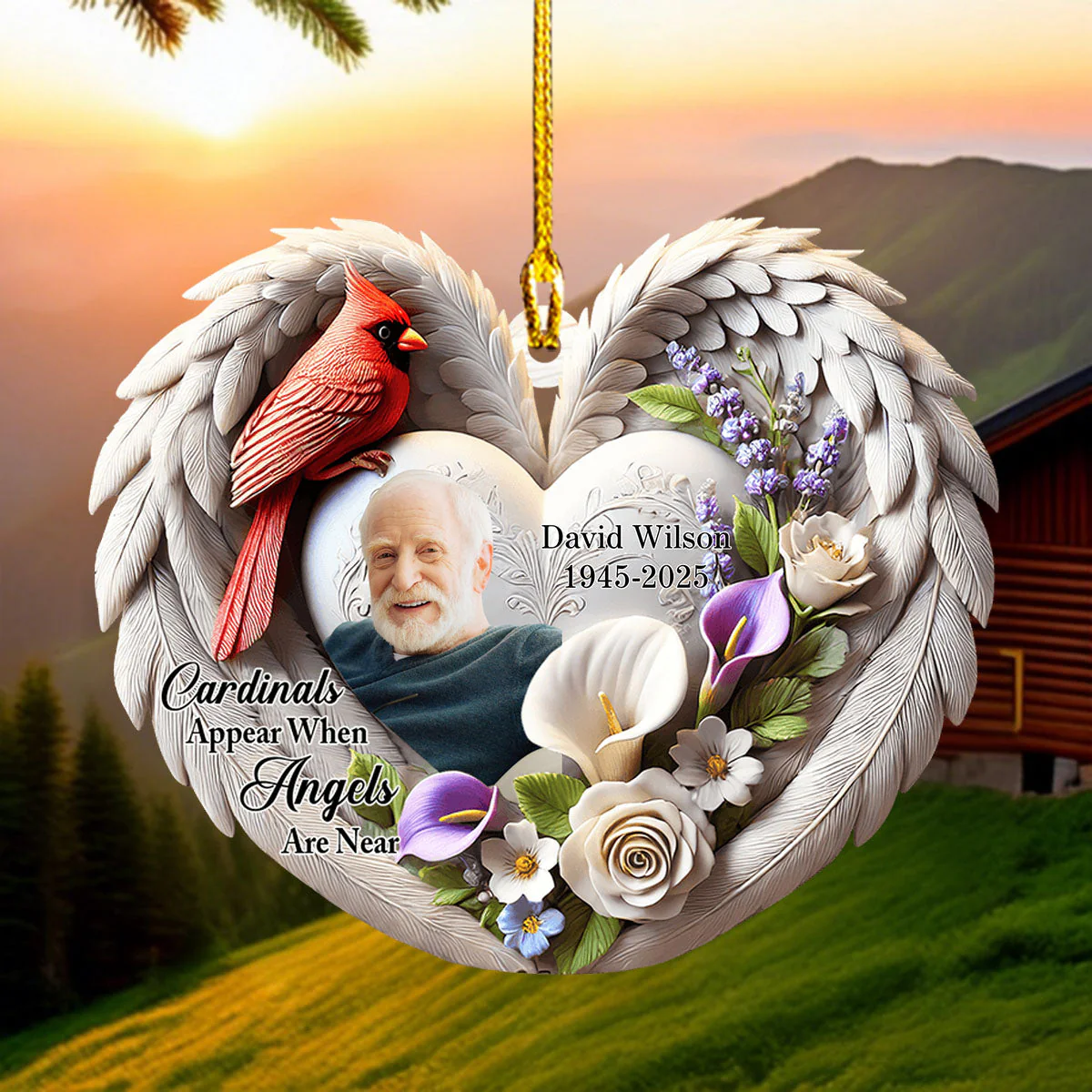 Personalized Memorial Cardinal Custom Acrylic Ornament - Image 3