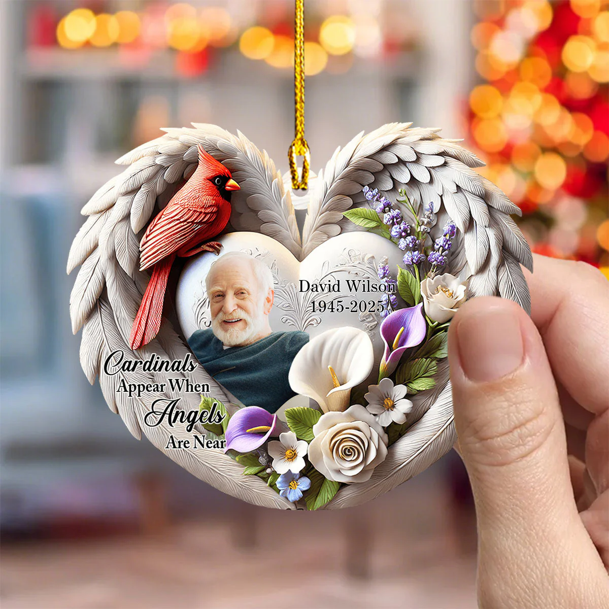 Personalized Memorial Cardinal Custom Acrylic Ornament - Image 4