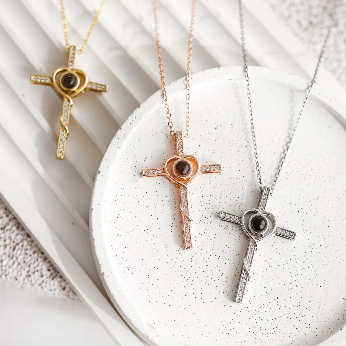 Personalized Memorial Cross Projection Necklace - Image 10