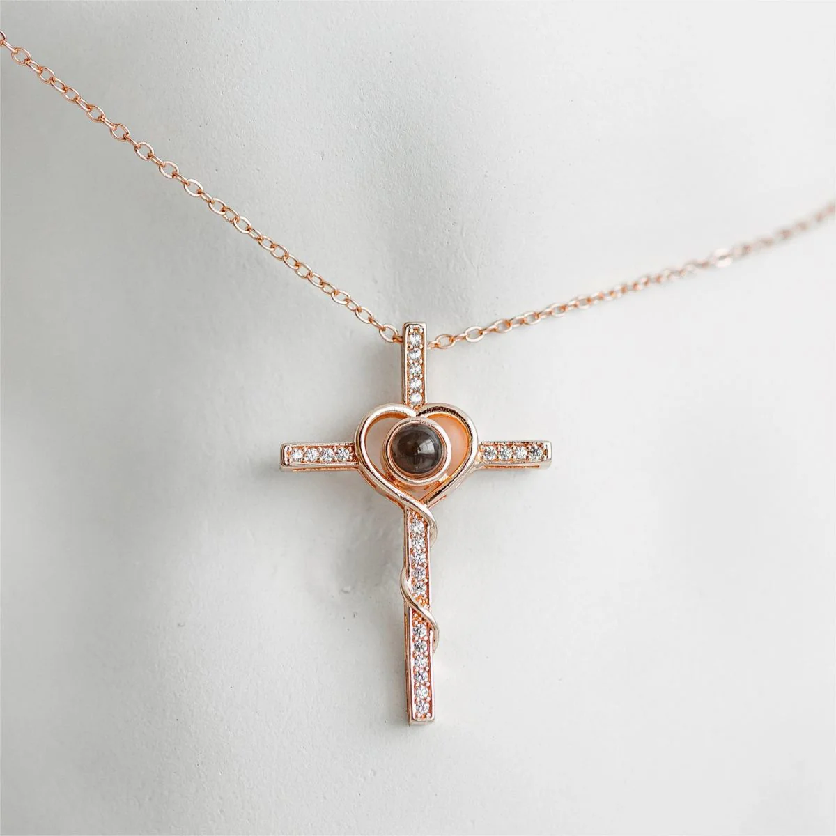 Personalized Memorial Cross Projection Necklace - Image 12