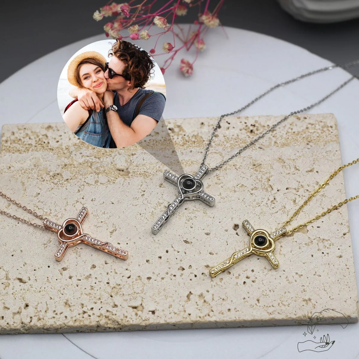Personalized Memorial Cross Projection Necklace - Image 13