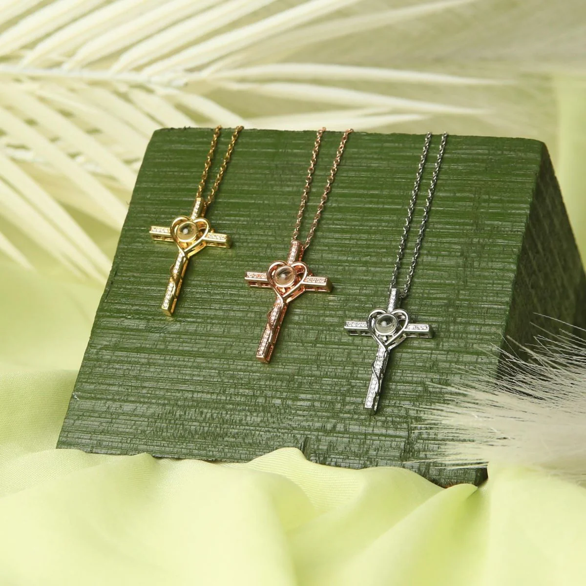 Personalized Memorial Cross Projection Necklace - Image 14