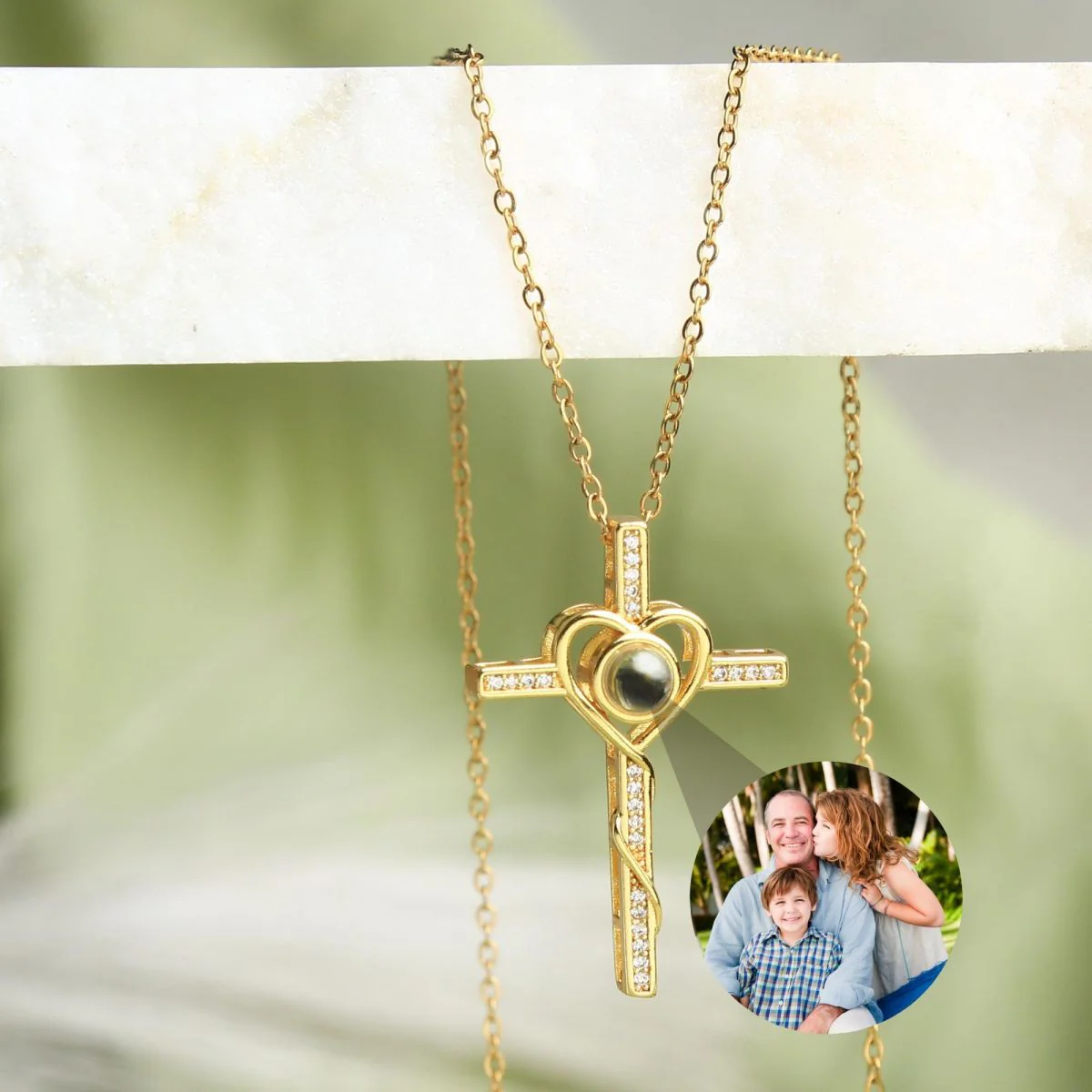 Personalized Memorial Cross Projection Necklace - Image 3