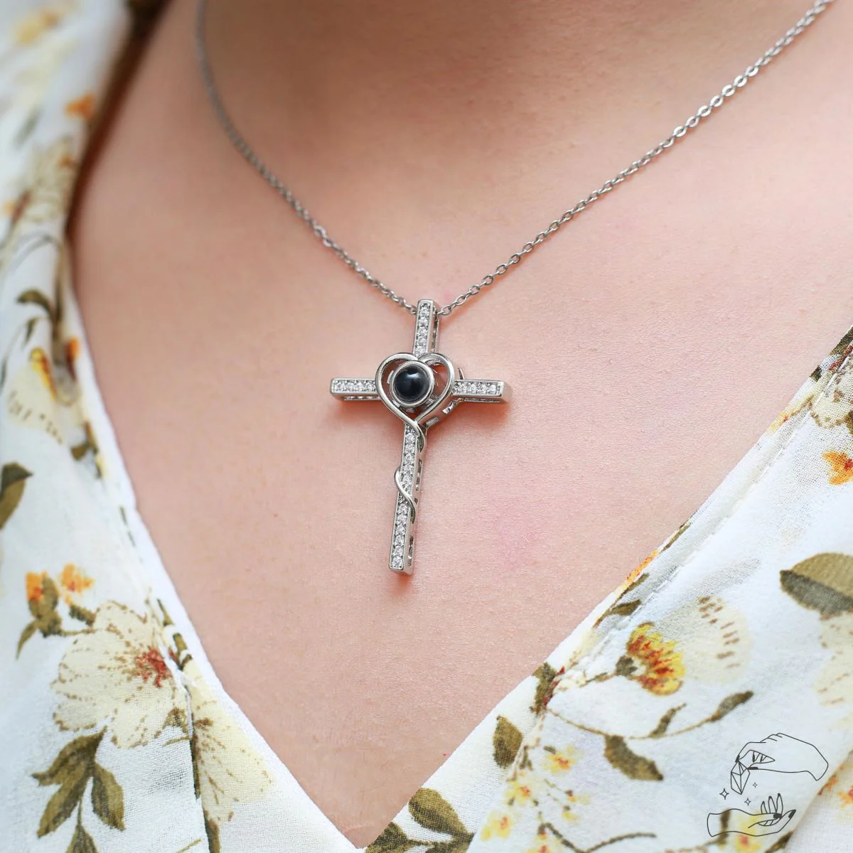 Personalized Memorial Cross Projection Necklace - Image 4