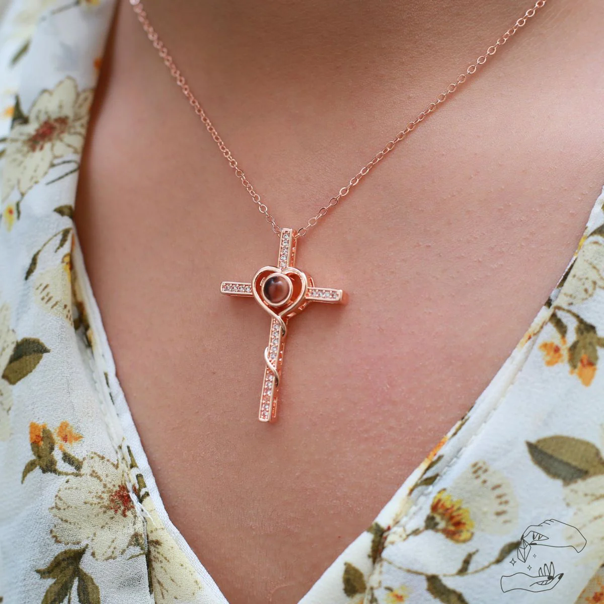Personalized Memorial Cross Projection Necklace - Image 7