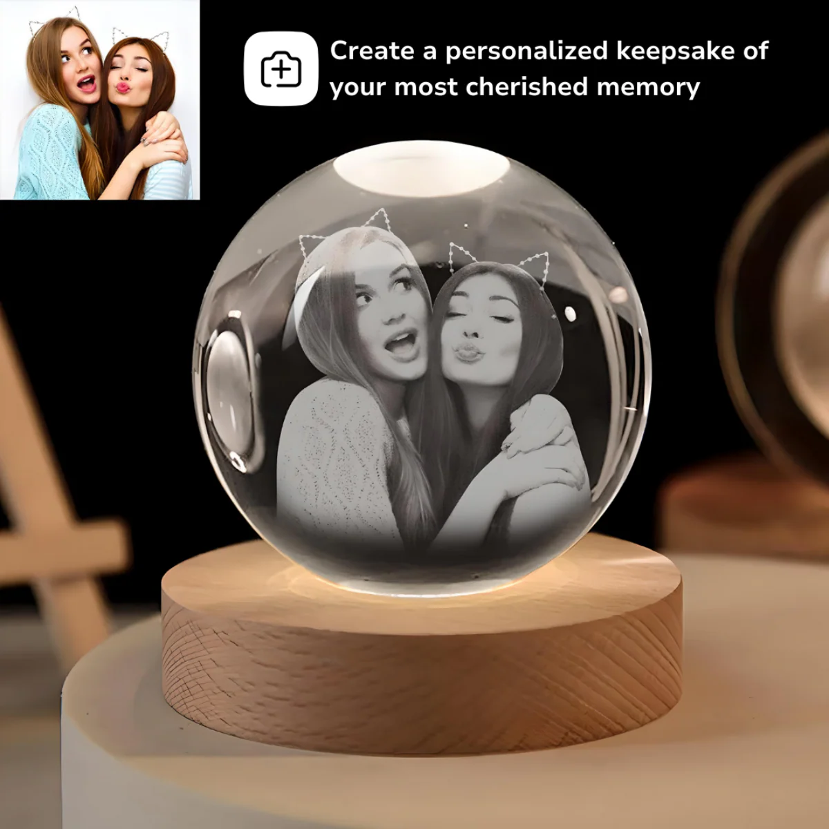 Personalized Memorial Crystal Ball Night Light For Family - Image 3