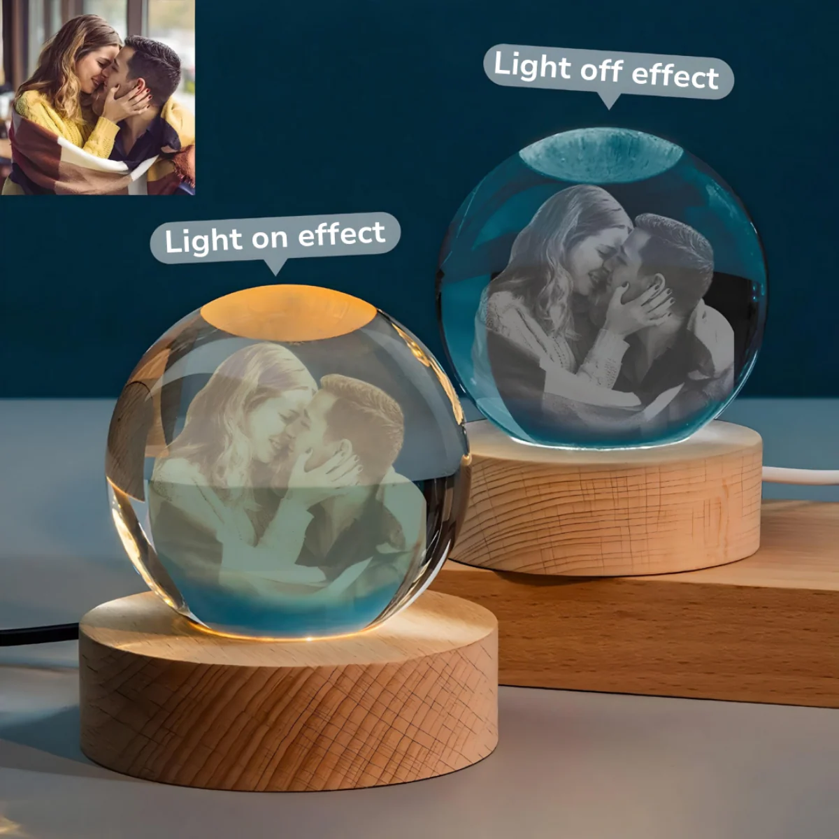 Personalized Memorial Crystal Ball Night Light For Family - Image 5