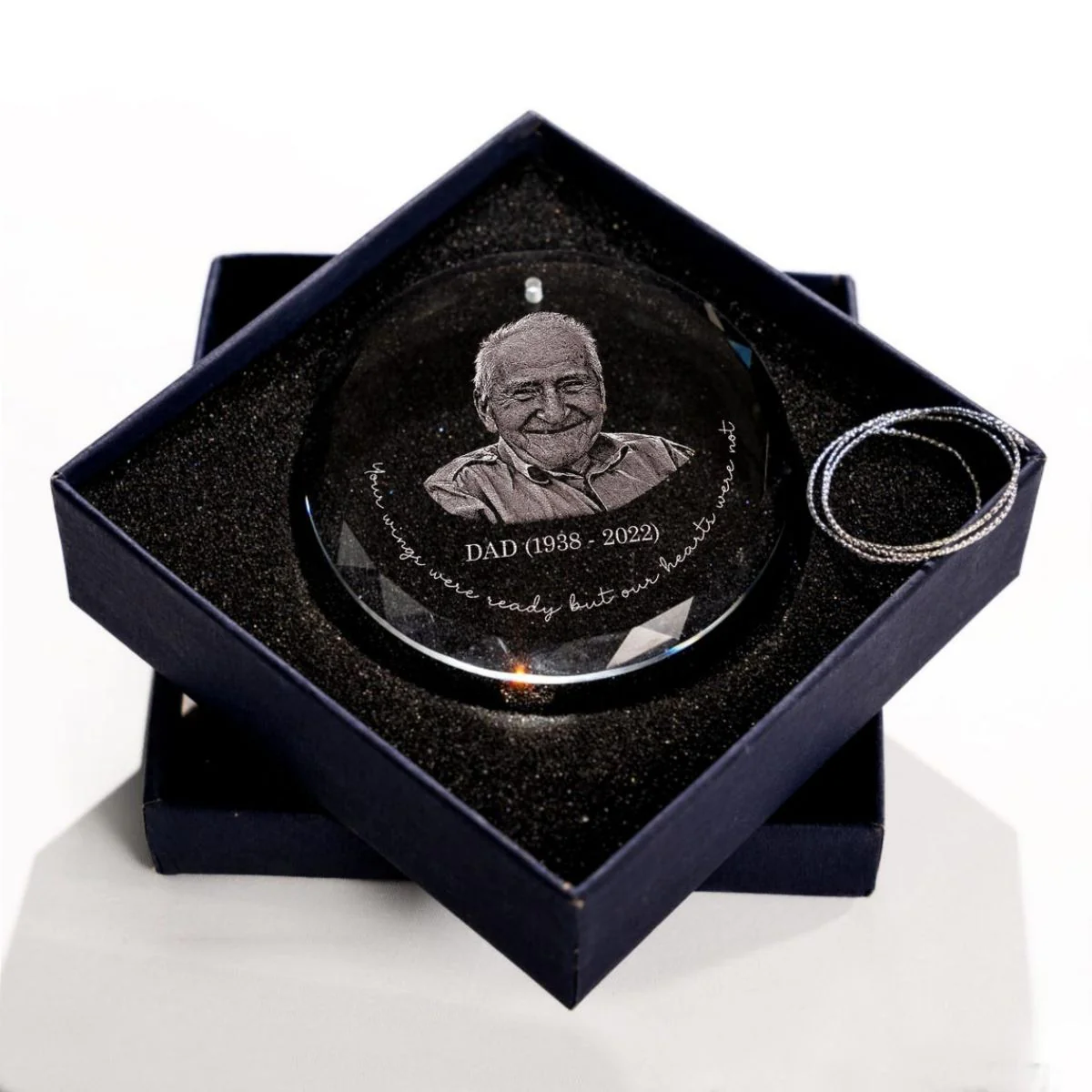 Personalized Memorial Crystal Ornament, Engraved Photo Christmas Glass Ornament - Image 6