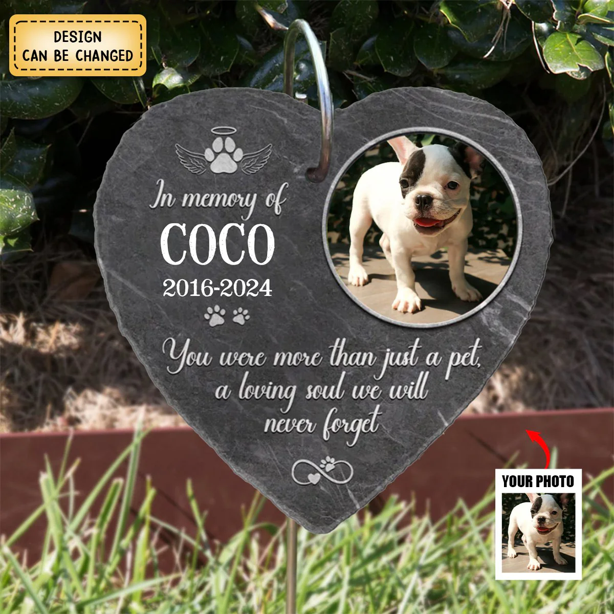 Personalized Memorial Garden Slate & Hook -  Loss Of pet Sympathy Gift, Dog Memorial Stone - Image 3