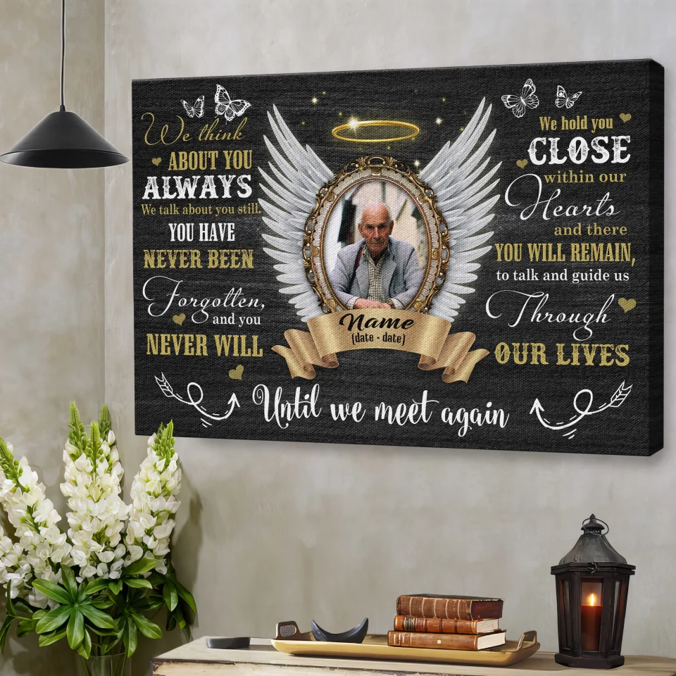 Personalized Memorial Gifts Angel Wings Until We Meet Again Dem Canvas/ Poster - Image 3