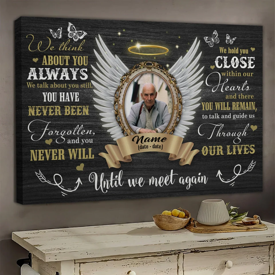 Personalized Memorial Gifts Angel Wings Until We Meet Again Dem Canvas/ Poster - Image 4