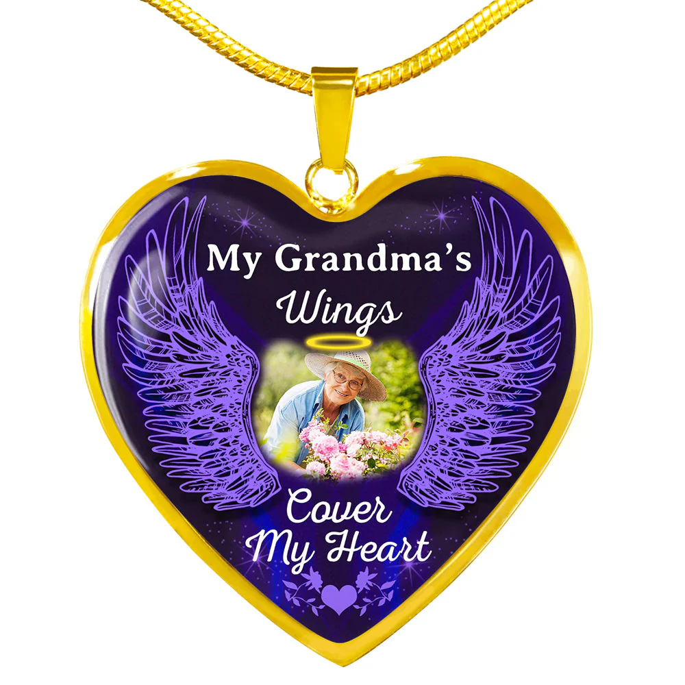 Personalized Memorial Heart Necklace Cover My Heart Wings - Image 4