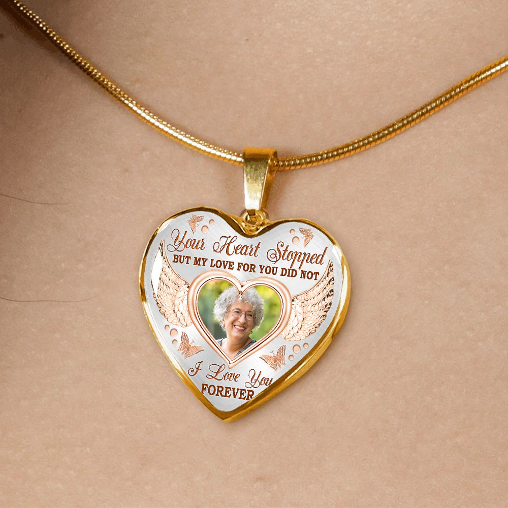 Personalized Memorial Heart Necklace Your Heart Stopped Custom Memorial Gift - Image 3