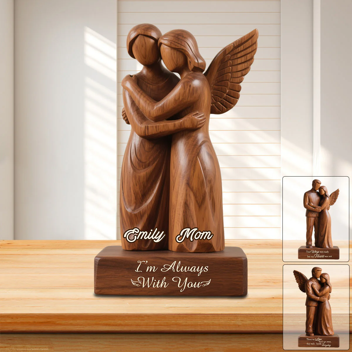 Personalized Memorial Heaven Angel Wings Hug Acrylic Plaque - Image 3
