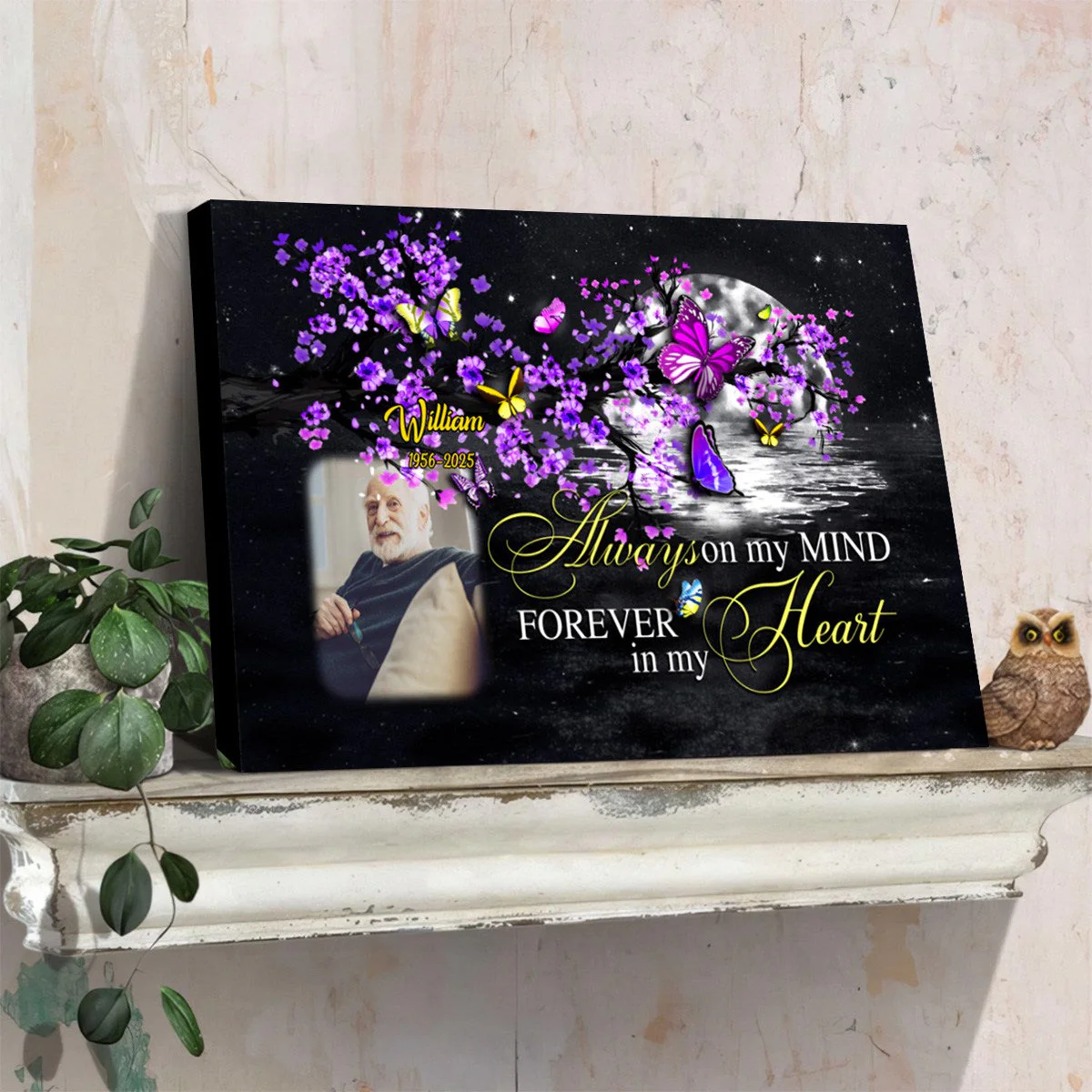 Personalized Memorial Landscape Canvas Poster - Always On My Mind Butterfly Memorial Gift - Image 2