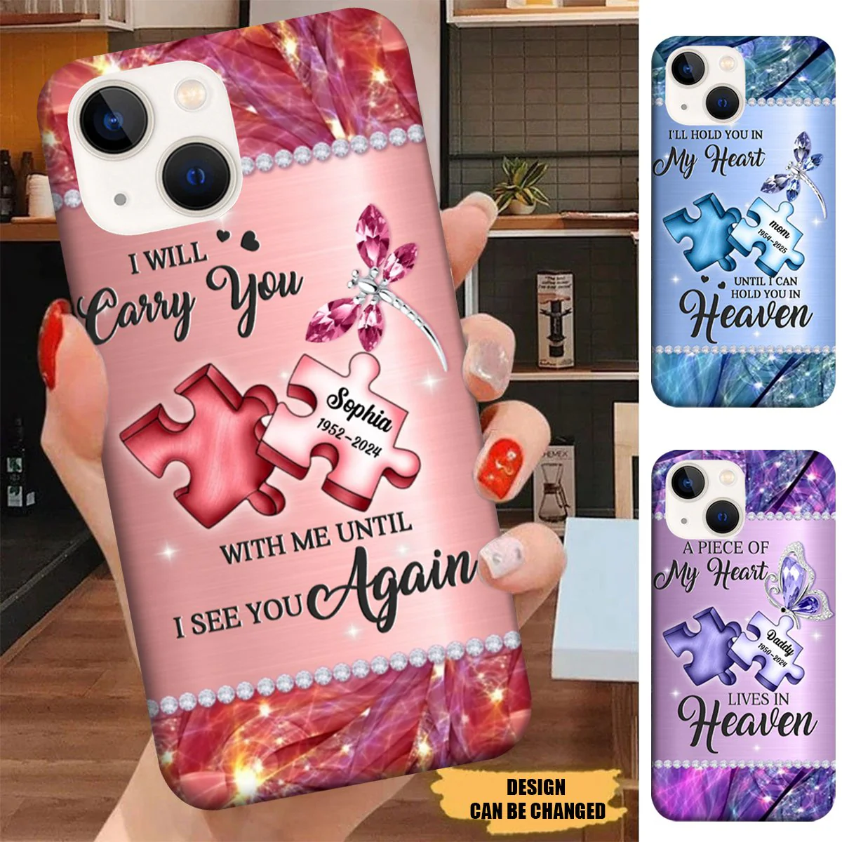 Personalized Memorial Phone Case- A Piece Of My Heart Lives In Heaven - Memorial Gift Idea for Father's Day - Image 8