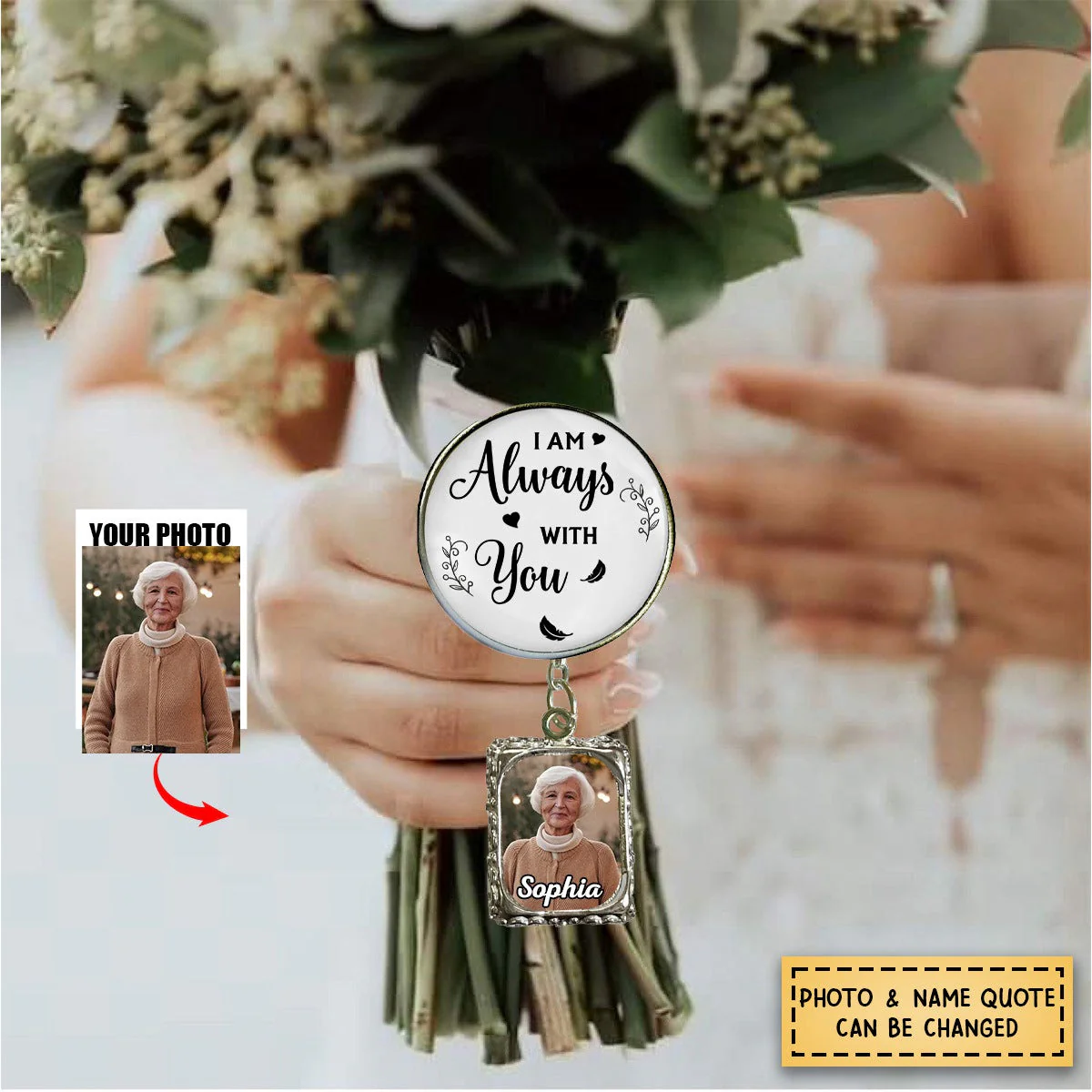 Personalized Memorial Photo Frame Charm Boutonniere Pin-Gift For Family - Image 3