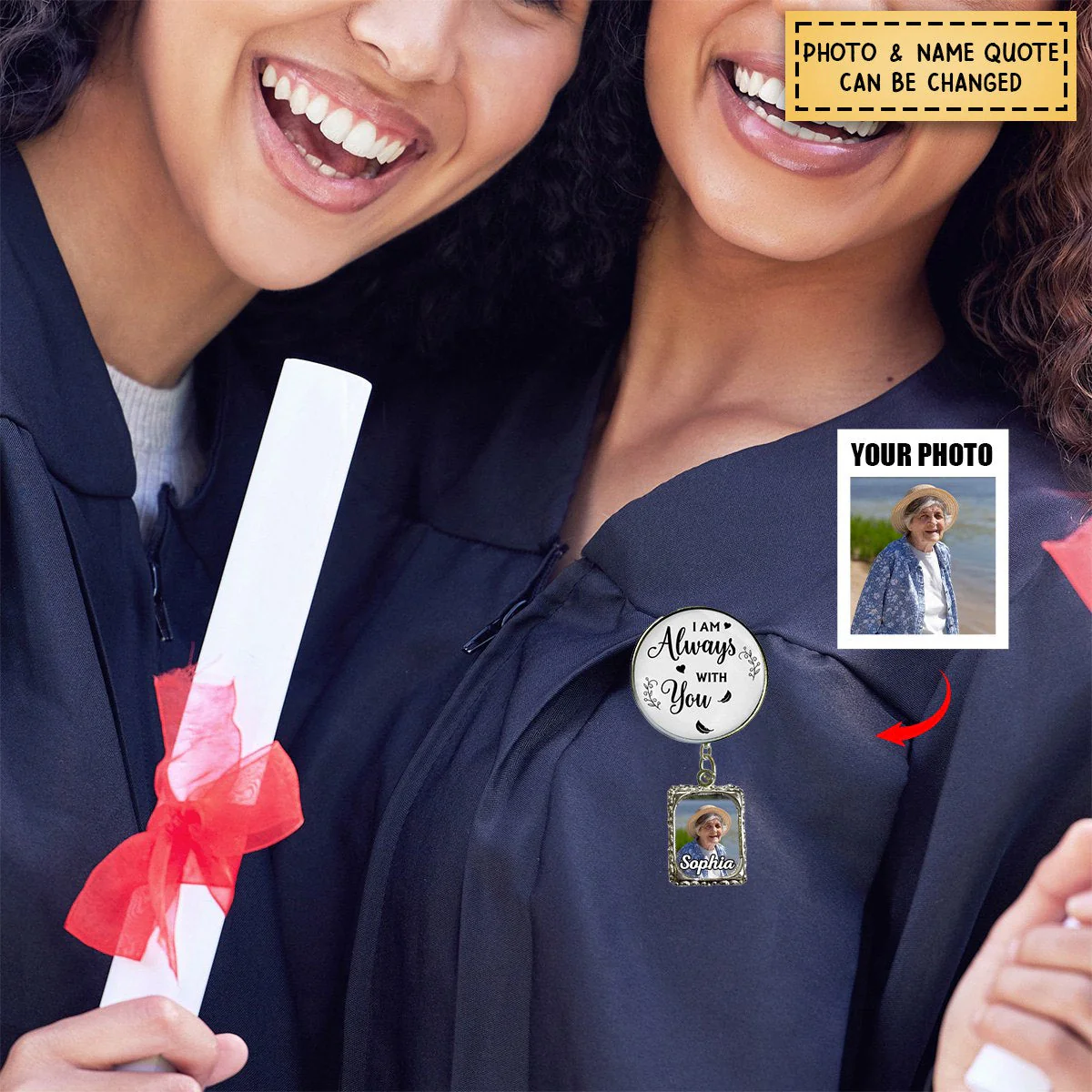 Personalized Memorial Photo Frame Charm Boutonniere Pin-Gift For Family - Image 4