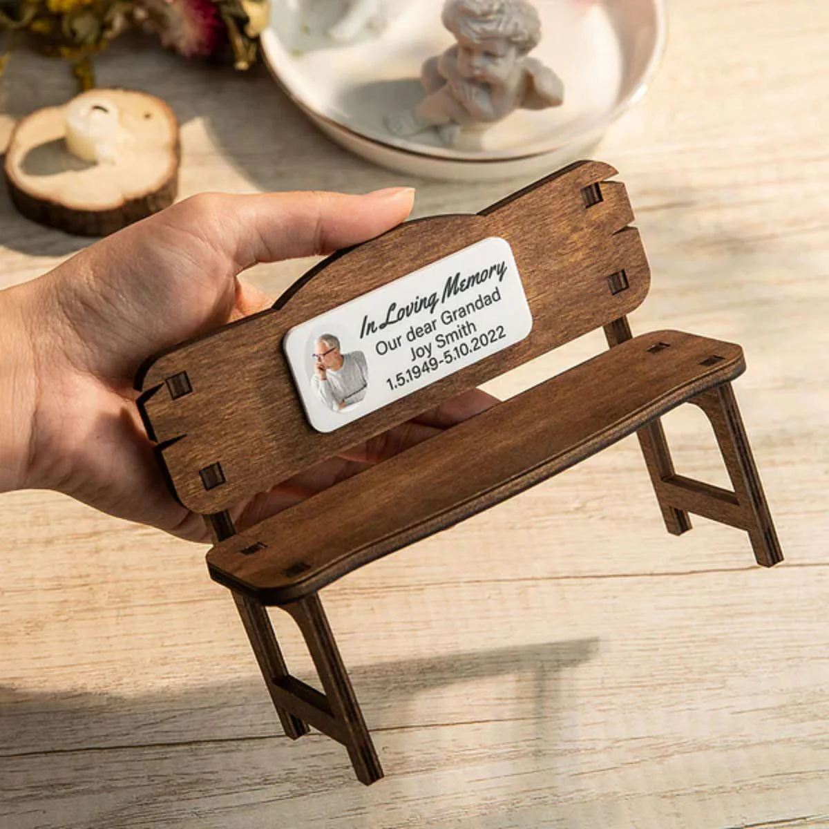 Personalized Memorial Photo In Loving Memory Love ones Bench - Image 2