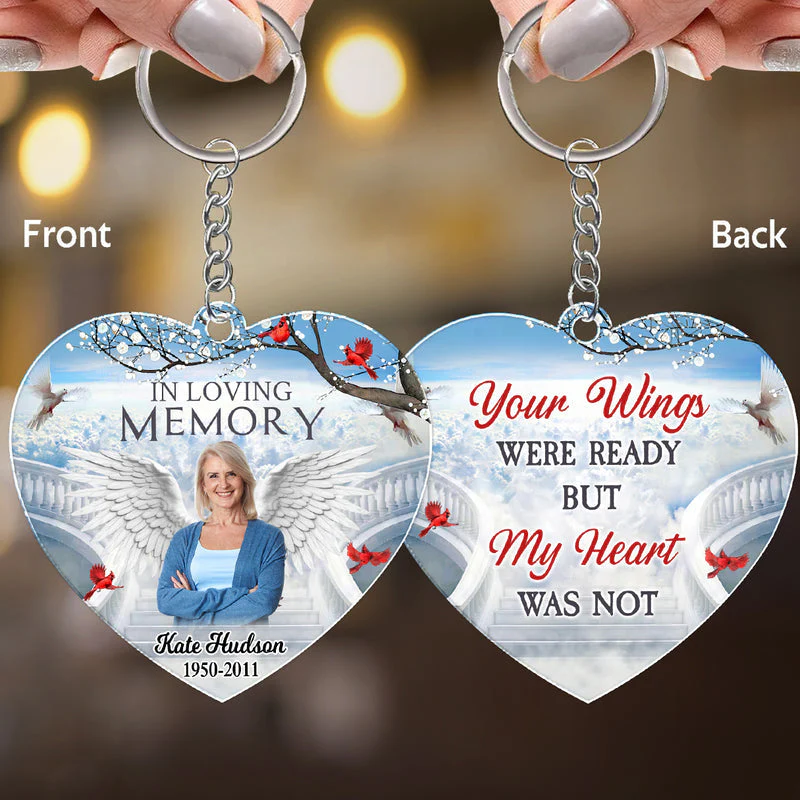 Personalized Memorial Photo Wings Heaven Keychain - Image 4
