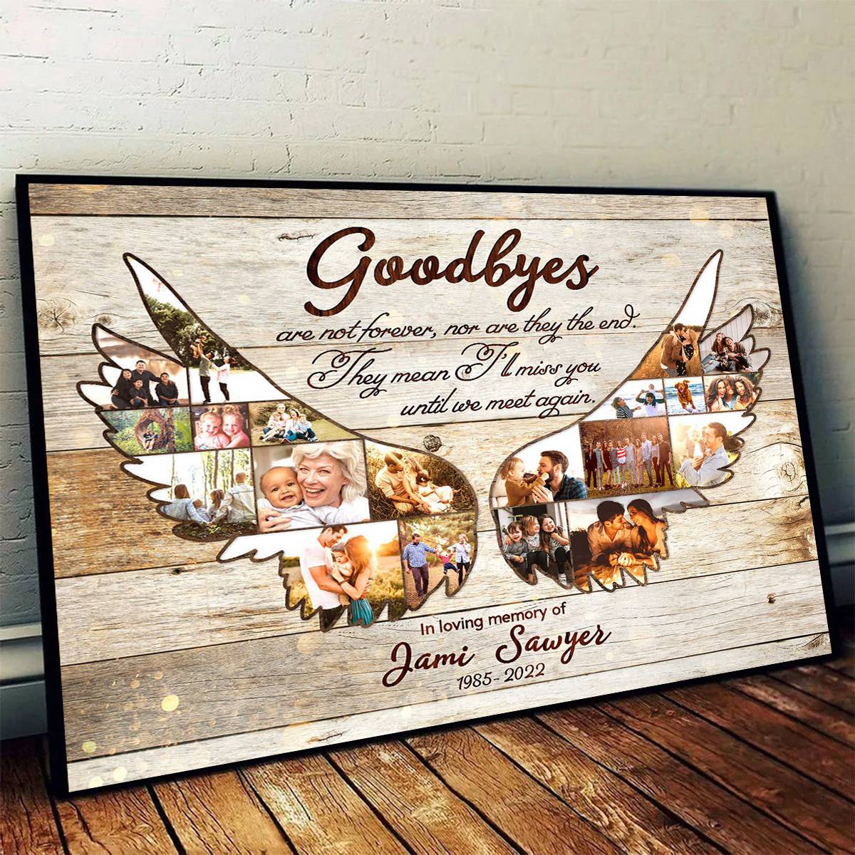 Personalized Memorial  Poster - Angel Wing Photo Collage - In Loving Memory - Image 2