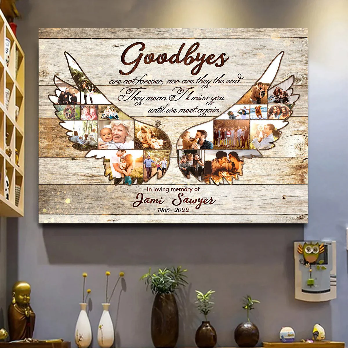 Personalized Memorial  Poster - Angel Wing Photo Collage - In Loving Memory - Image 3