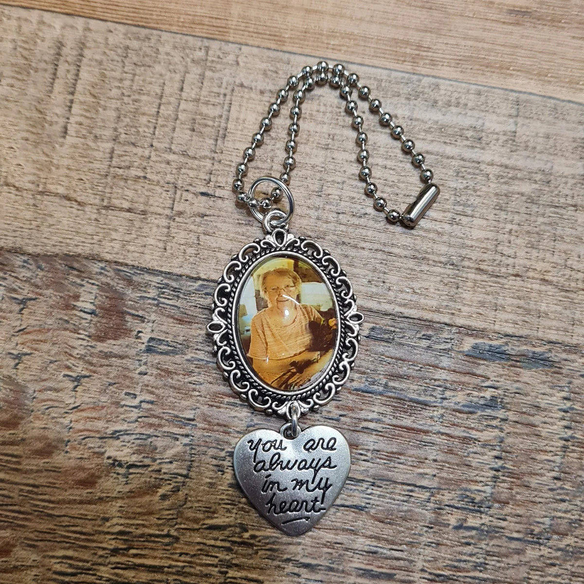 Personalized Memorial Rearview Mirror Charm,Memorial Car Ornament - Image 2