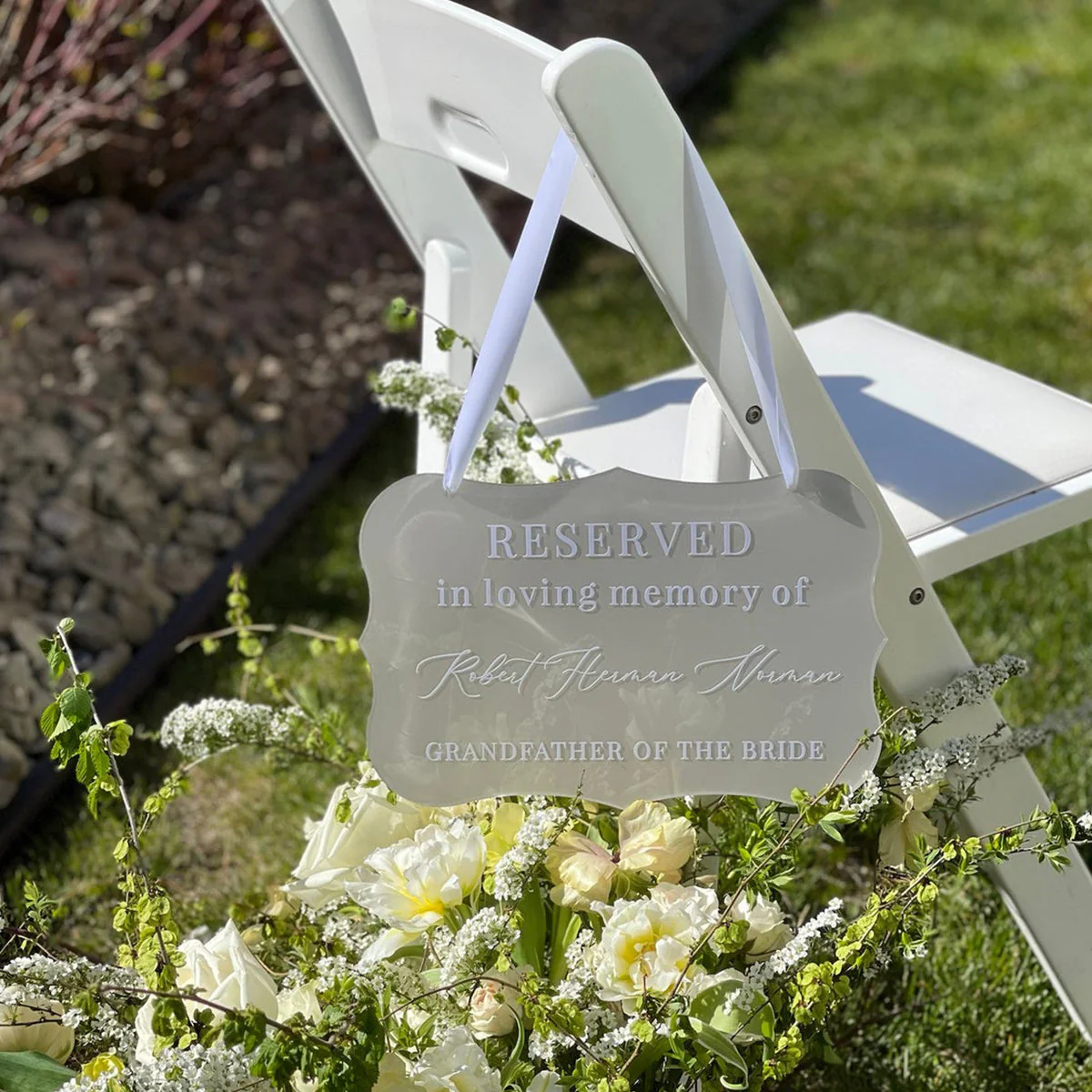 Personalized Memorial Reserved Seat In Loving Memory Wedding Acrylic Sign - Image 3