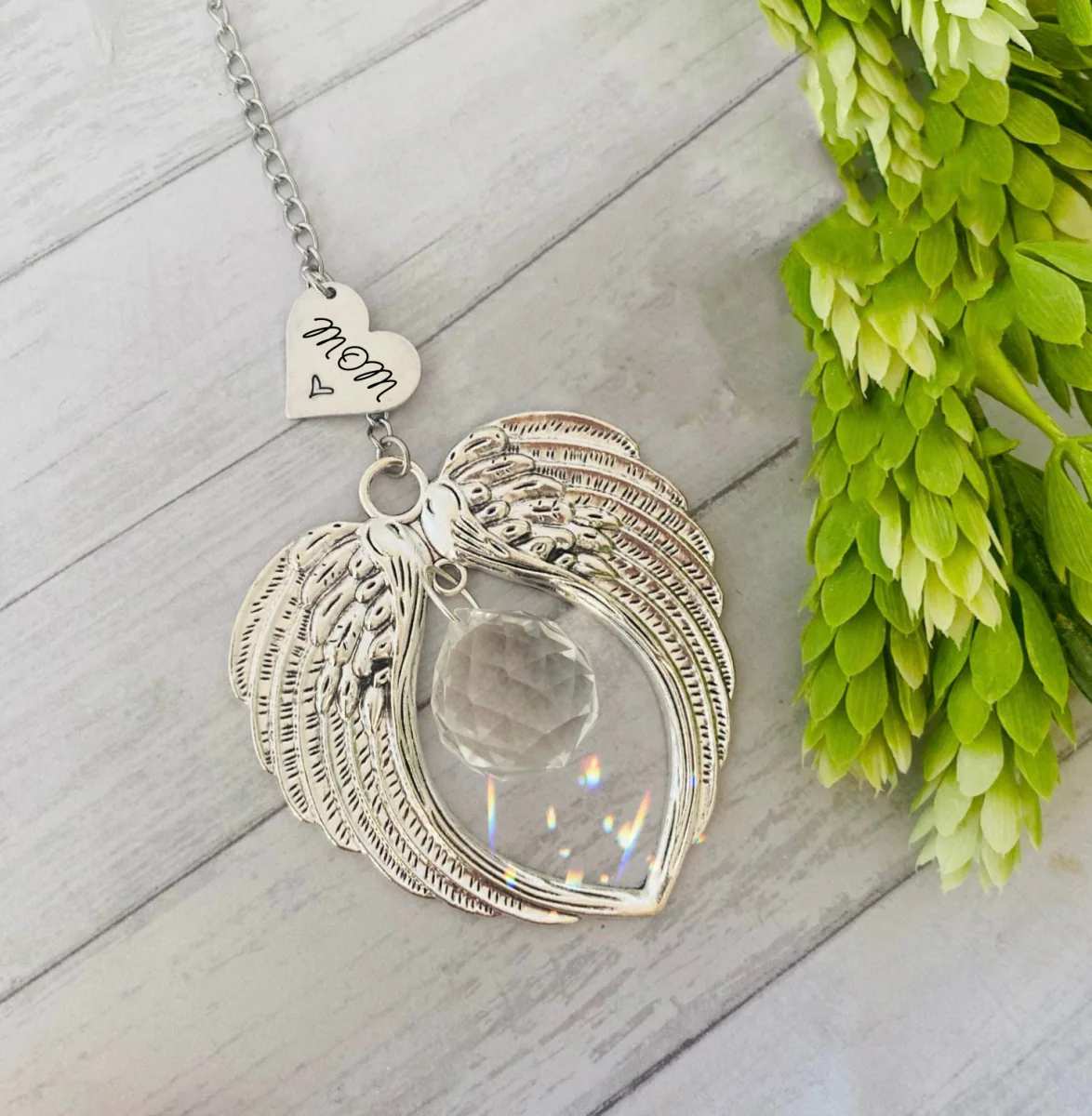 Personalized Memorial Suncatcher Wing Ornament - Image 2