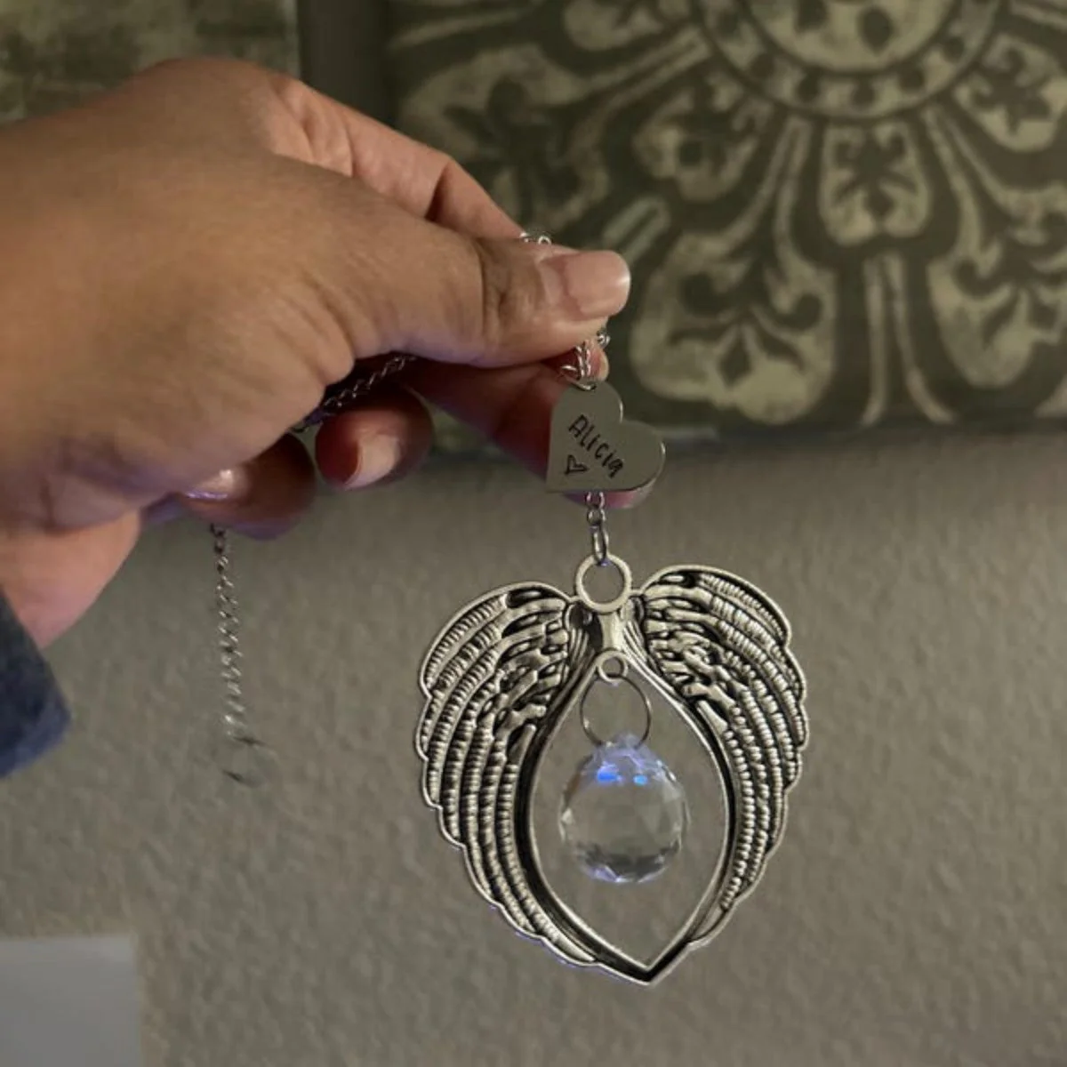 Personalized Memorial Suncatcher Wing Ornament - Image 5