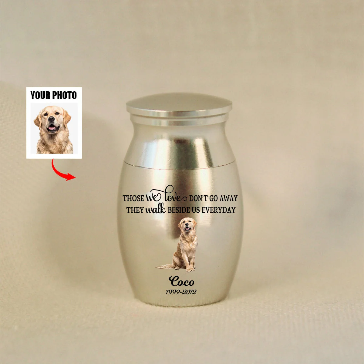 Personalized Memorial Upload Photo Small Urn For Human Ashes ,Pet Memorial Urn - Small Ashes Keepsake - Image 3