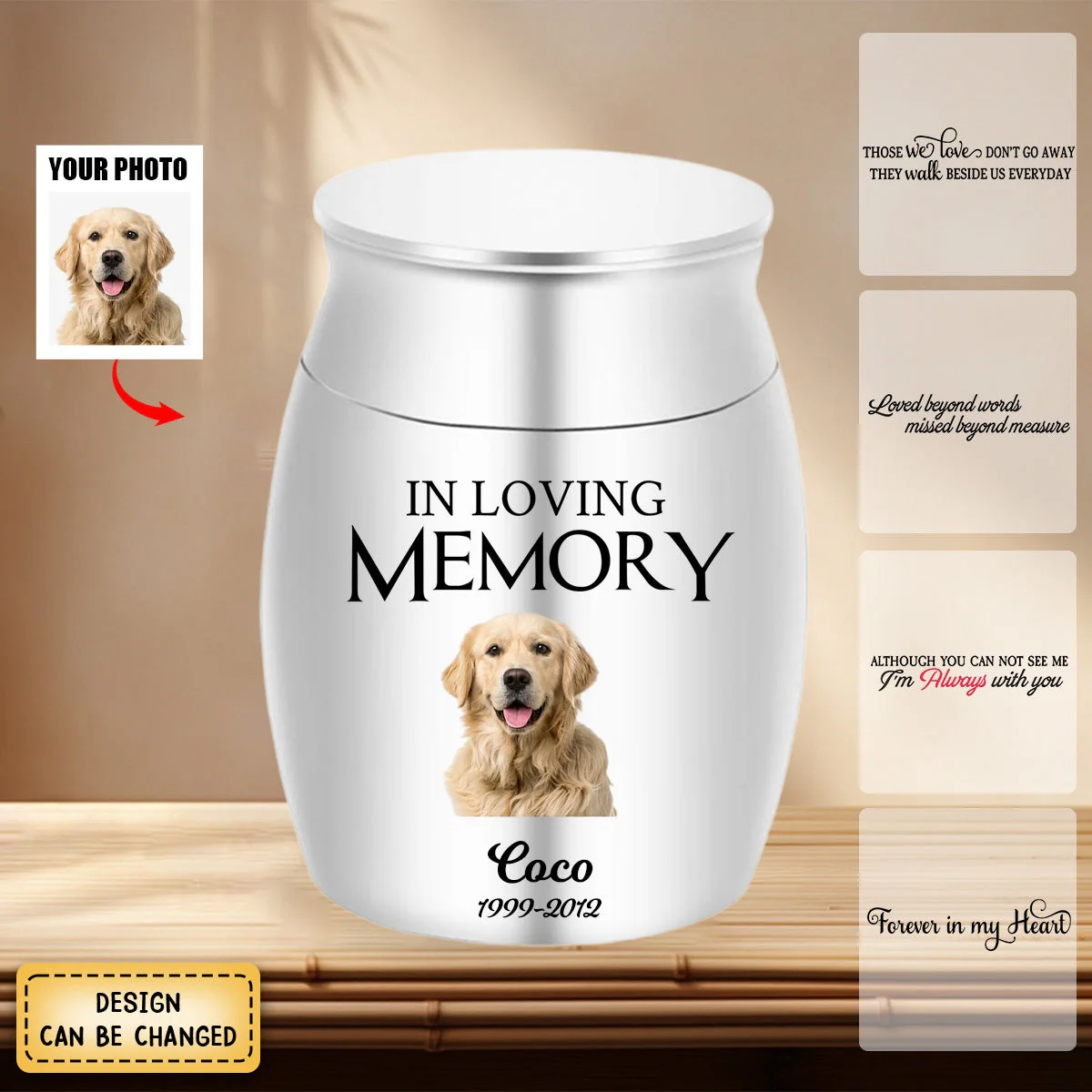 Personalized Memorial Upload Photo Small Urn For Human Ashes ,Pet Memorial Urn - Small Ashes Keepsake - Image 6