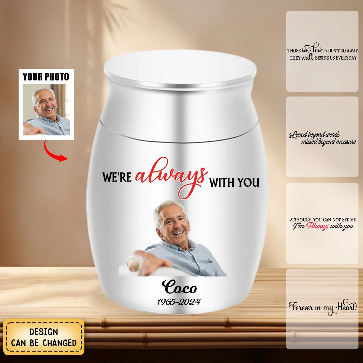 Personalized Memorial Upload Photo Small Urn For Human Ashes ,Pet Memorial Urn - Small Ashes Keepsake - Image 7