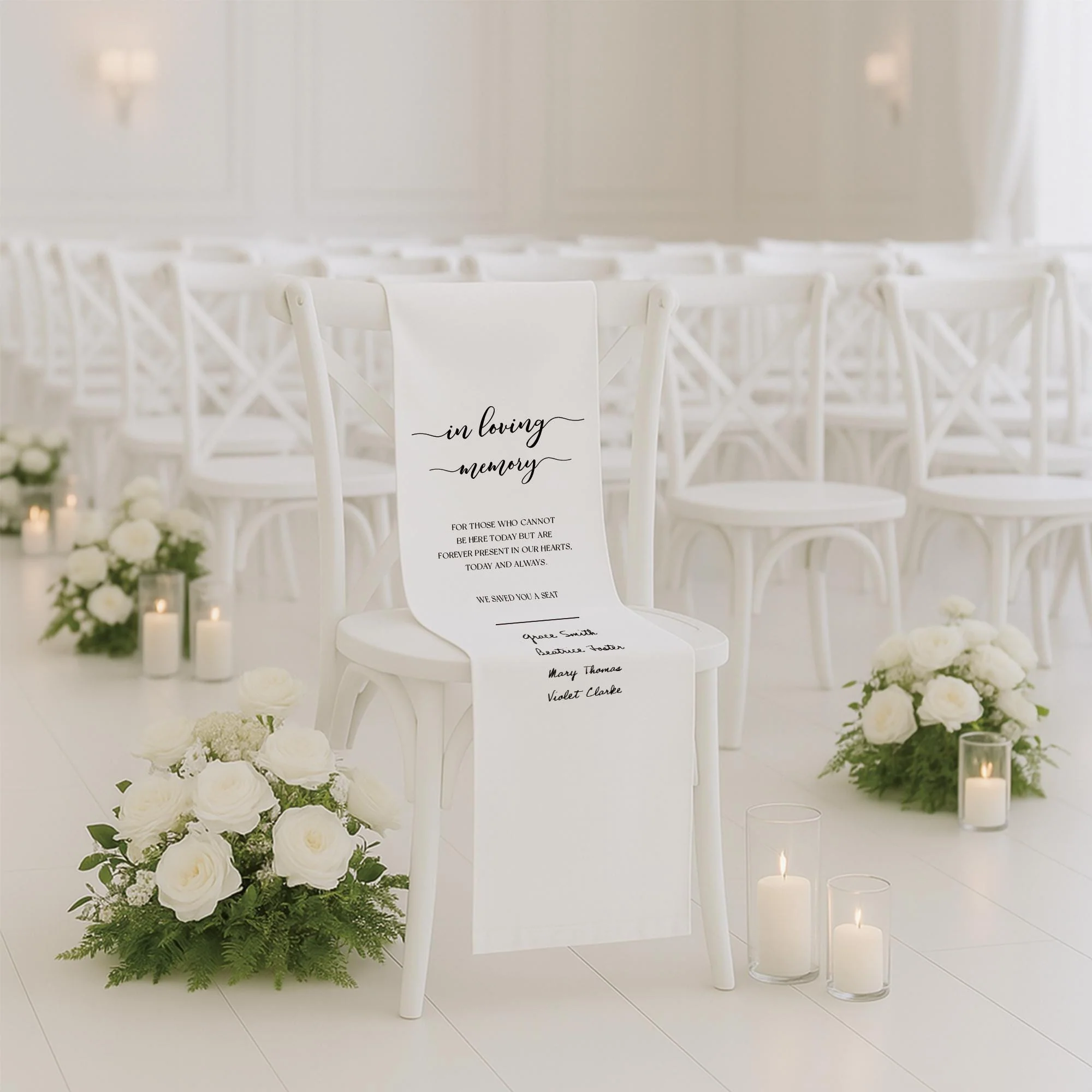 Personalized Memorial Wedding Chair Sign Banner Reserved for Loved Ones Ceremony Tribute, Wedding Aisle Decor - Image 3