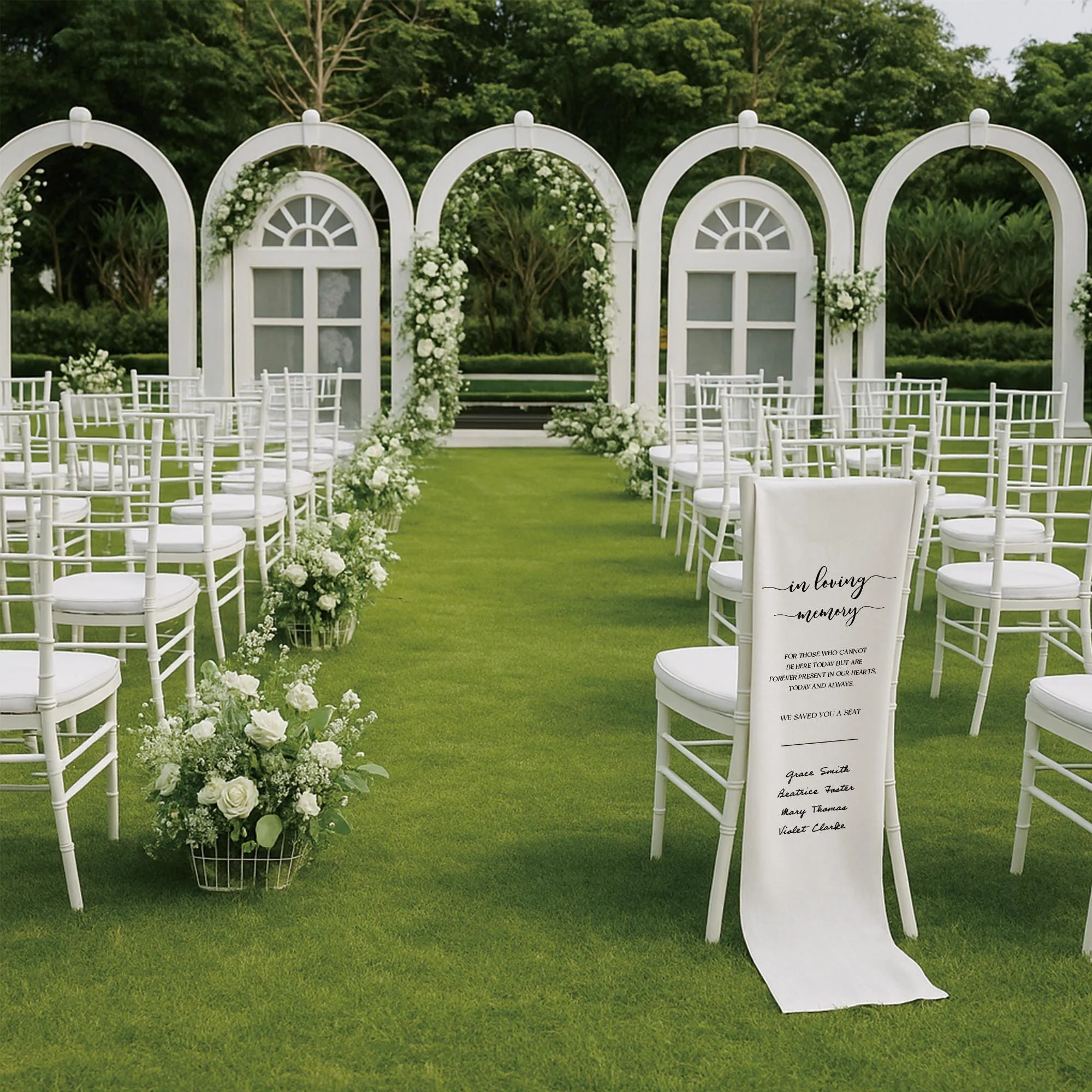 Personalized Memorial Wedding Chair Sign Banner Reserved for Loved Ones Ceremony Tribute, Wedding Aisle Decor - Image 5