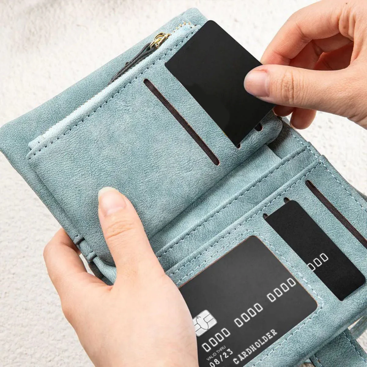 Personalized Memorial Wings Photo Leather Wallet Card Holder - Image 5