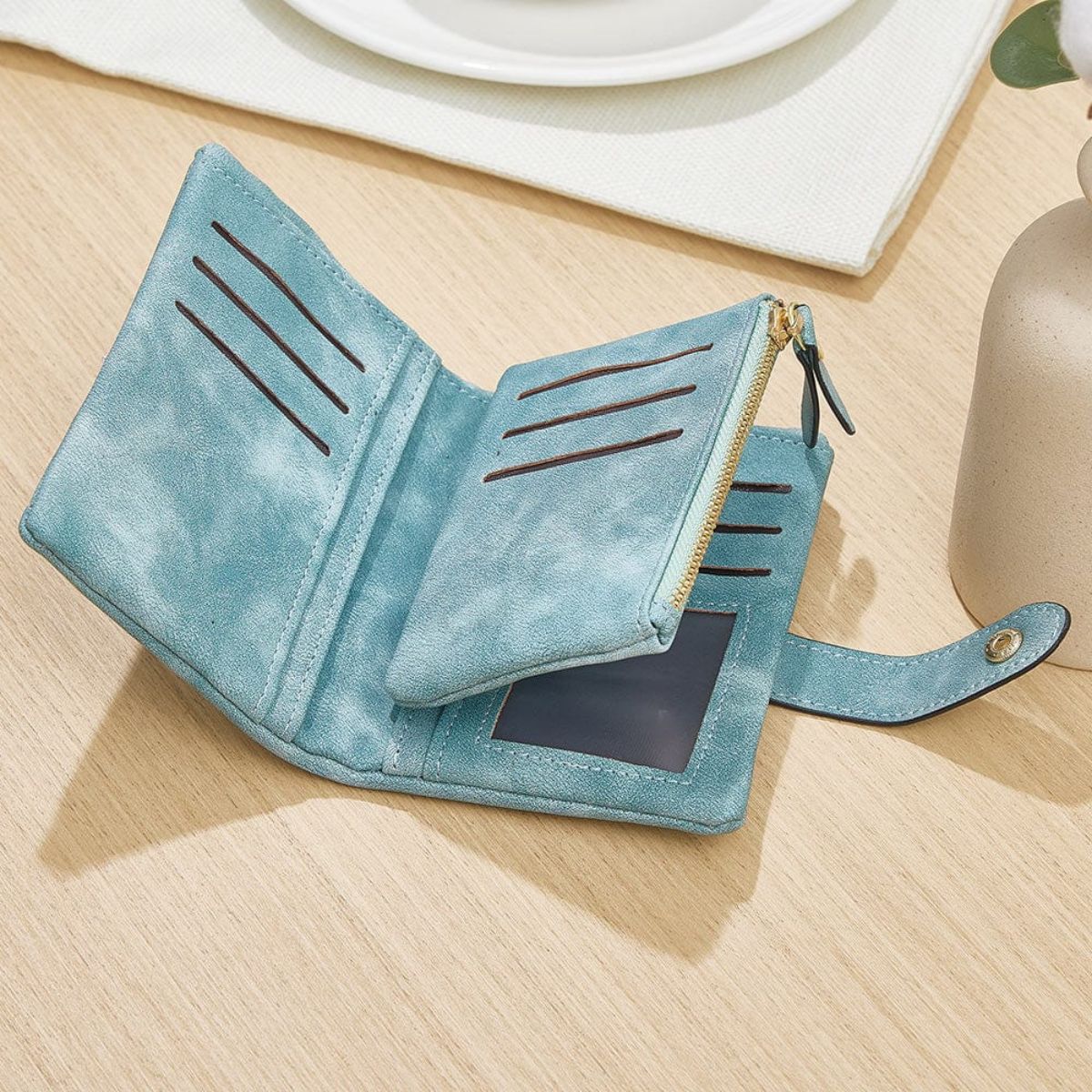 Personalized Memorial Wings Photo Leather Wallet Card Holder - Image 7