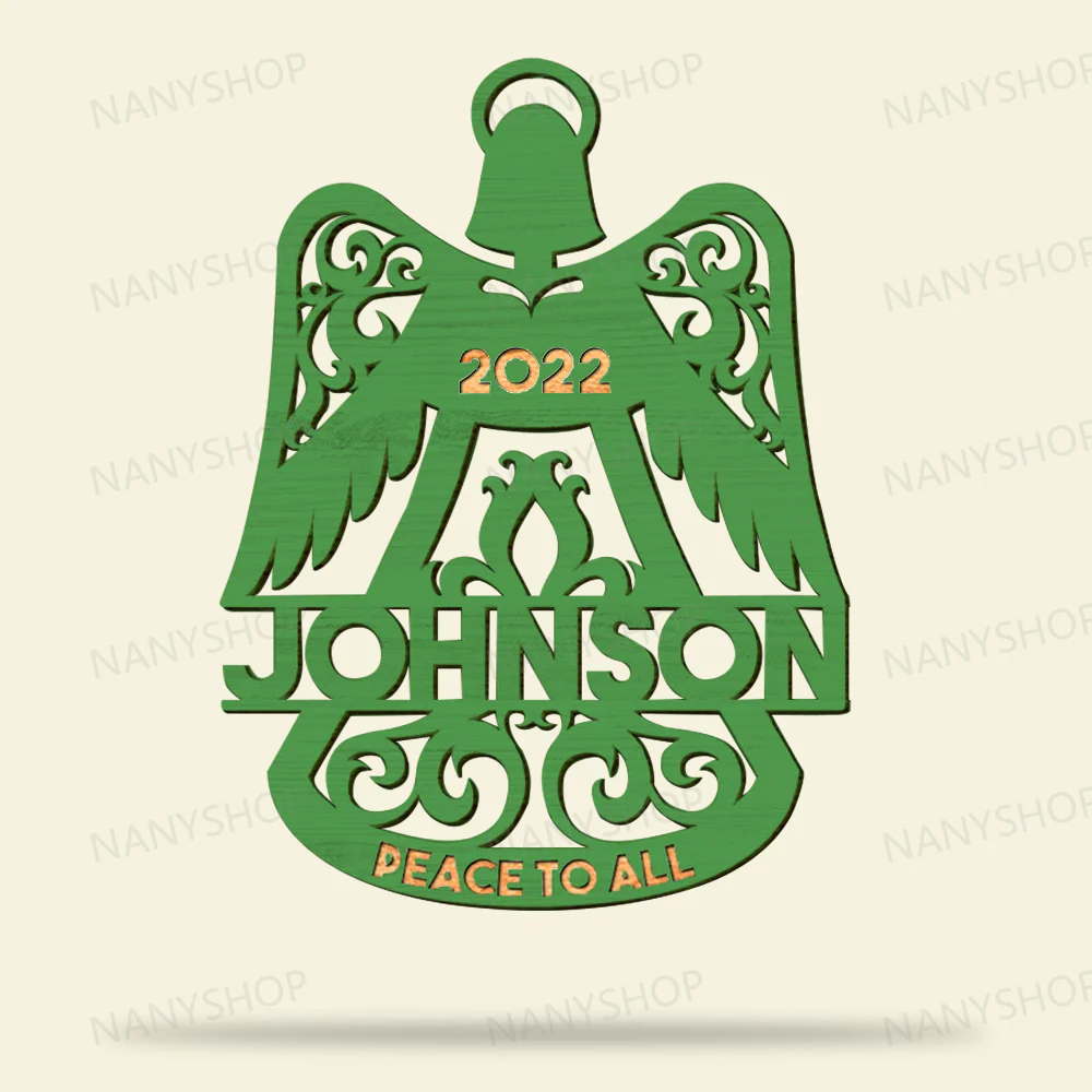 Personalized Memorial Wood Ornament - Angel Wings Bell Shape - Image 10