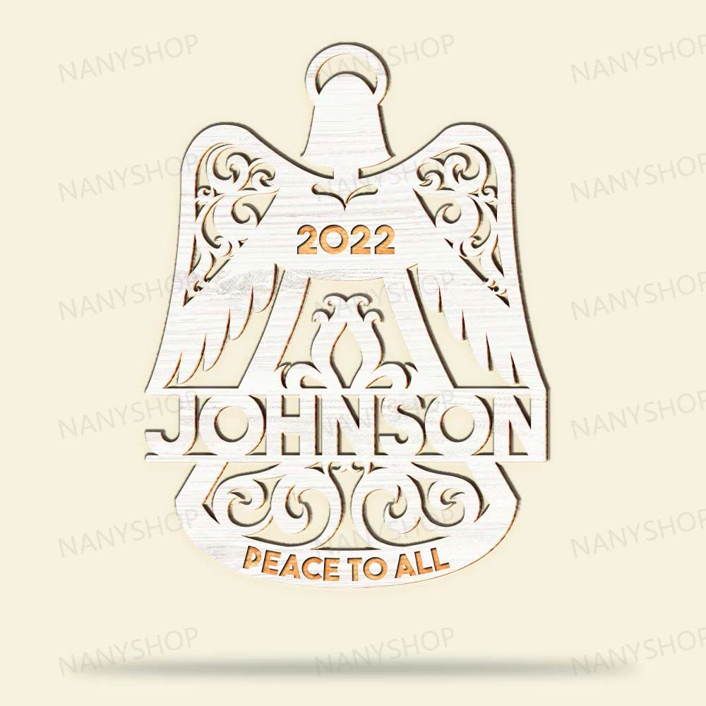 Personalized Memorial Wood Ornament - Angel Wings Bell Shape - Image 6