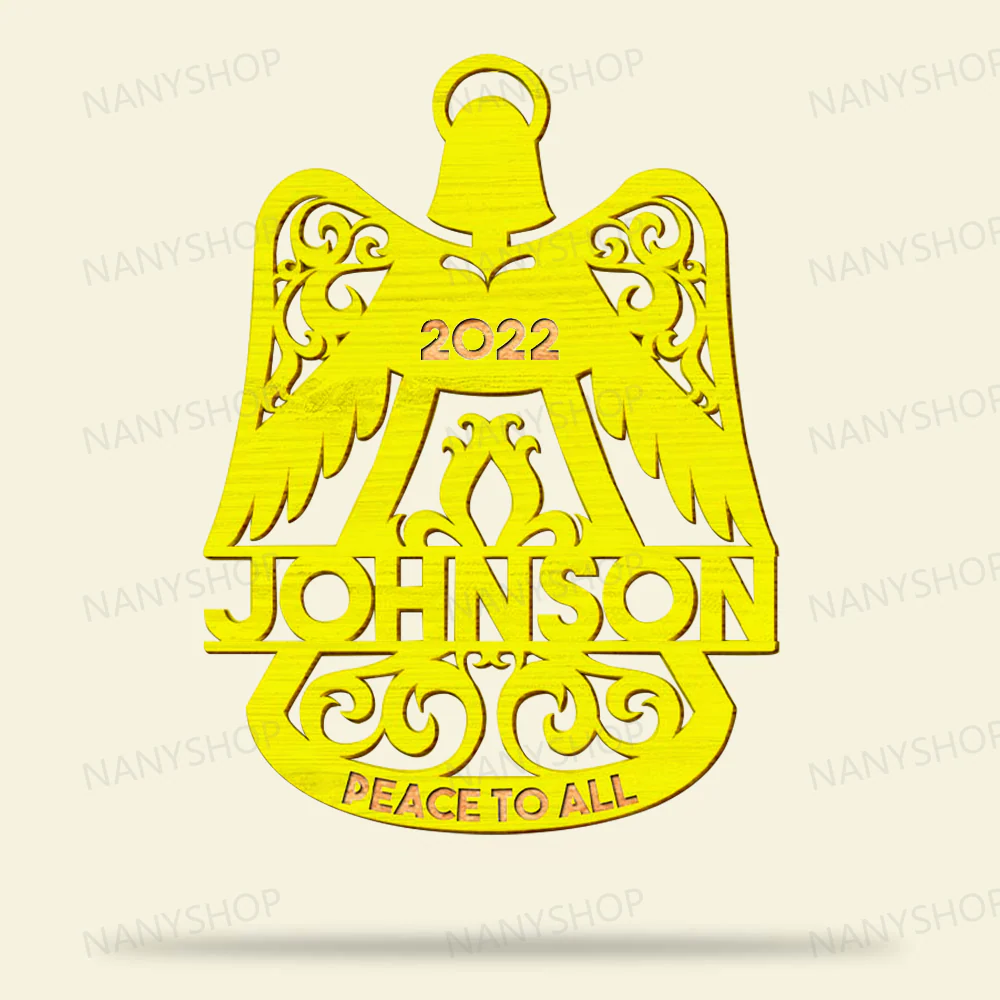 Personalized Memorial Wood Ornament - Angel Wings Bell Shape - Image 7