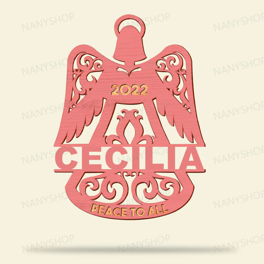 Personalized Memorial Wood Ornament - Angel Wings Bell Shape - Image 8