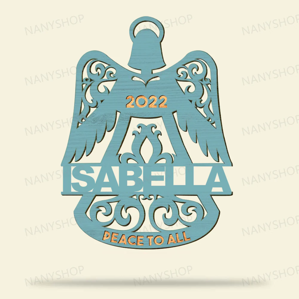 Personalized Memorial Wood Ornament - Angel Wings Bell Shape - Image 9